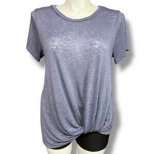 Bobeau Womens T Shirt Top Short Sleeve Twisted Hem Pullover Blue XXL